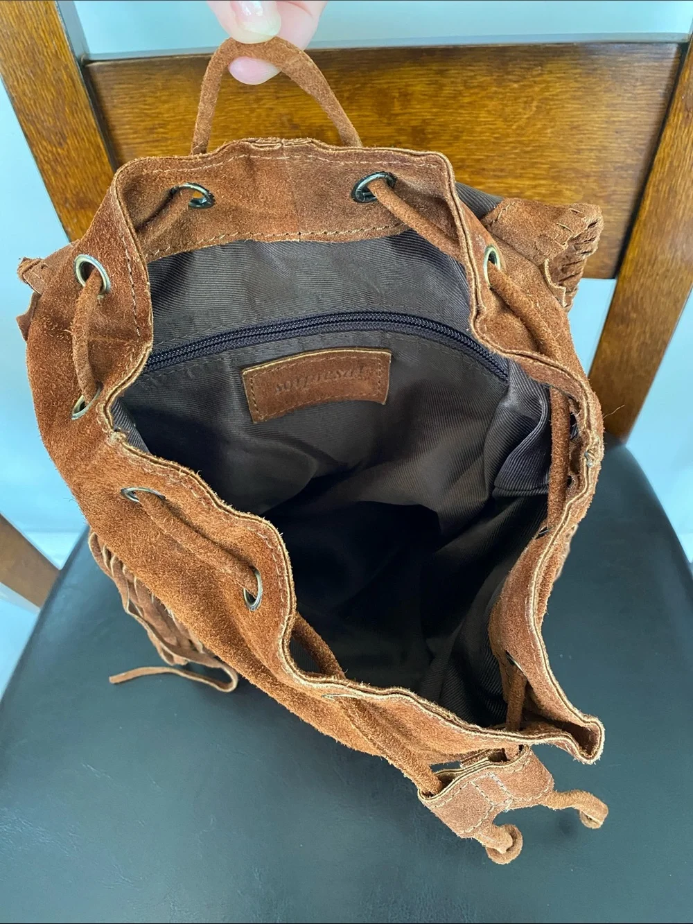 Sorpresa! Suede Fringe Rucksack Backpack Cowboy Ranch Western Genuine Leather